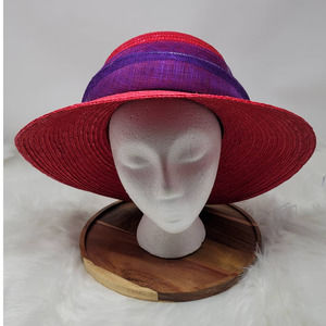 Something Special Red Hat Ladies Fedora Hat Red/Purple Feathers